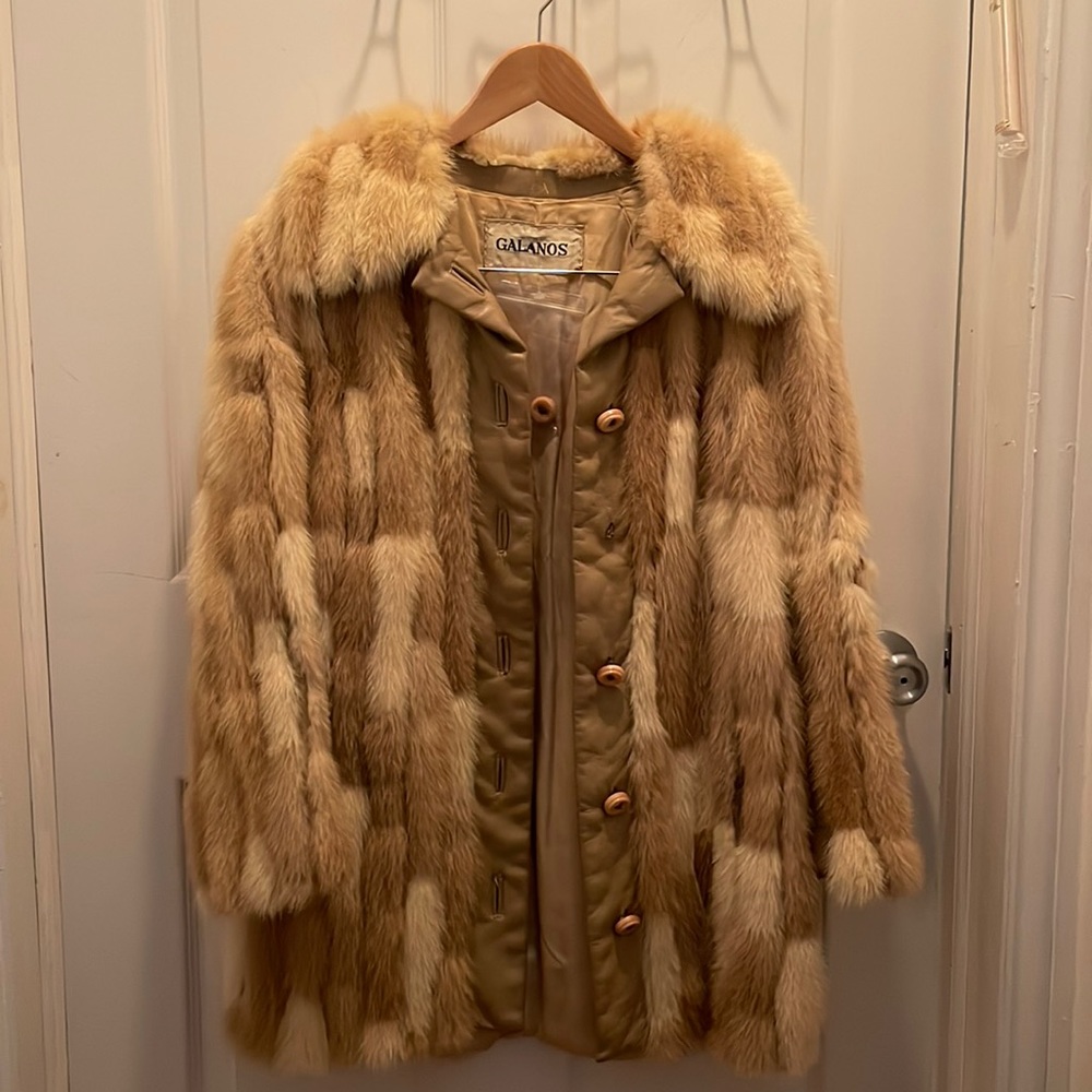 Galanos vintage stunning fur and leather coat jacket approx small PRICE DROP